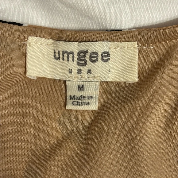 Umgee Tan Leopard Print Boho Babydoll Dress Long Sleeve Size M - Picture 3 of 9